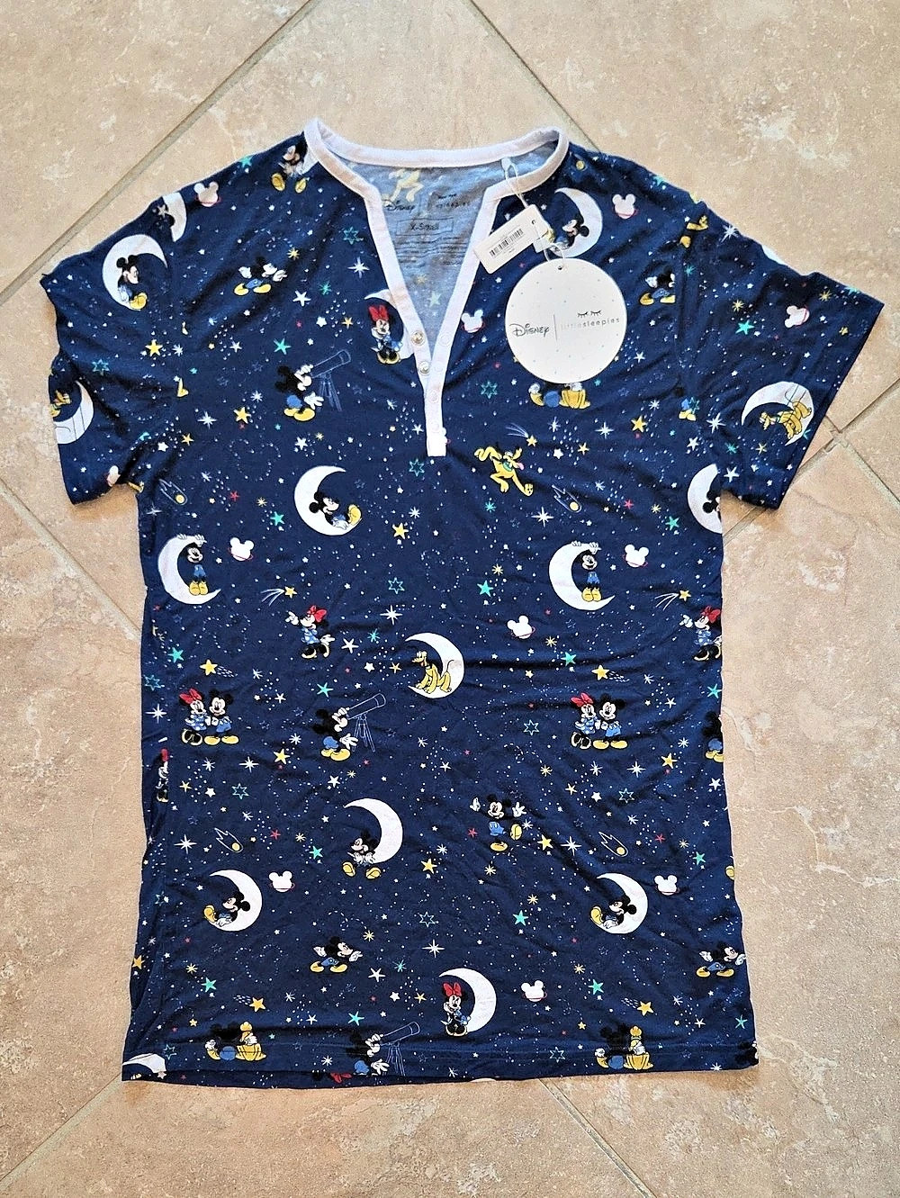 Disney x Little Sleepies Mickey & Minnie Moon & Stars Short Sleeve Top XS